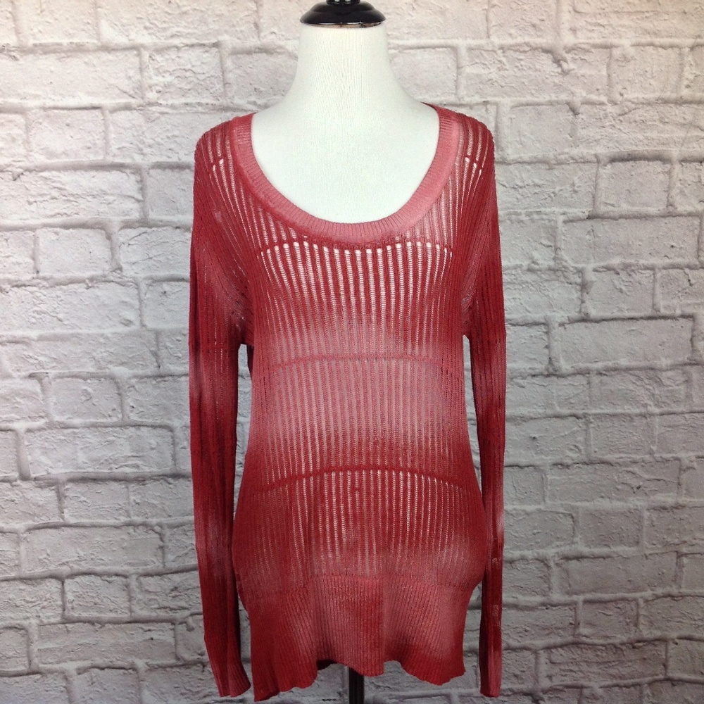Uniq Top Women Medium Large Loose Knit Red Stretch